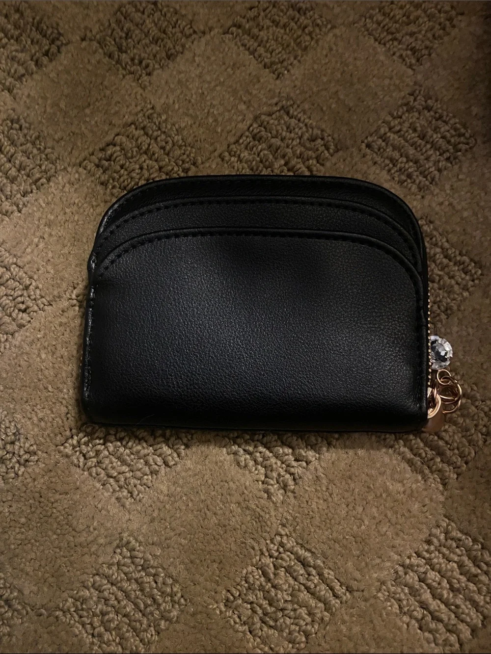 Juicy Couture Black Velvet Zip Coin Pouch with Charm Accent